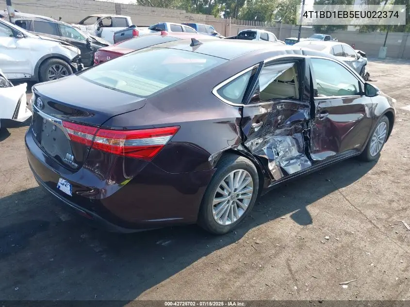 2014 Toyota Avalon Hybrid/Prem/Tour/Ltd VIN: 4T1BD1EB5EU022374 Lot: 42725702