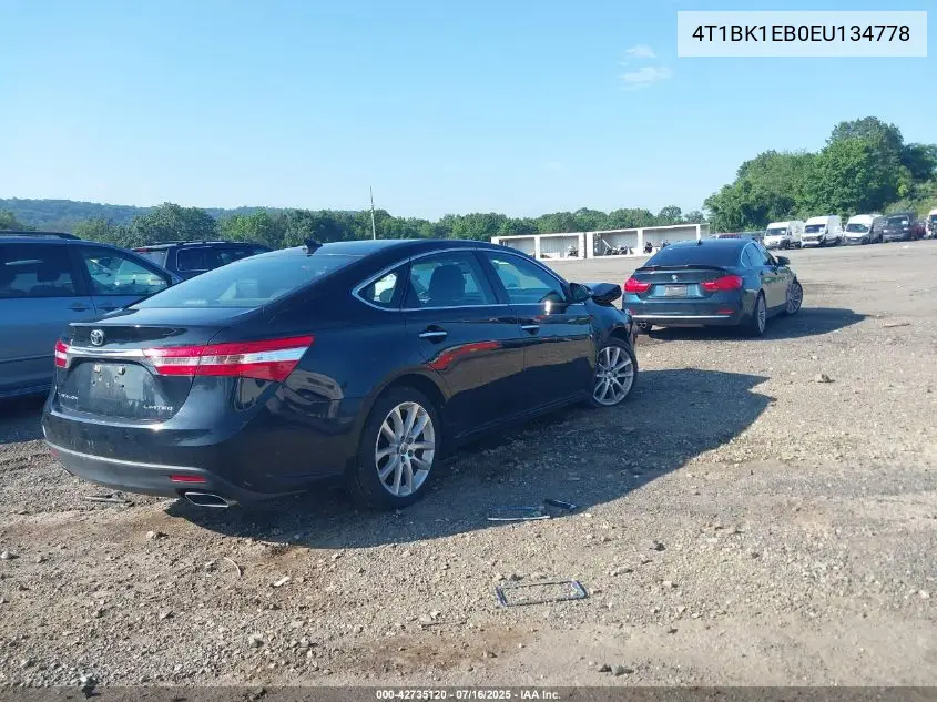 4t1bk1eb0eu134778 4T1BK1EB0EU134778 2014 Toyota Avalon Limited