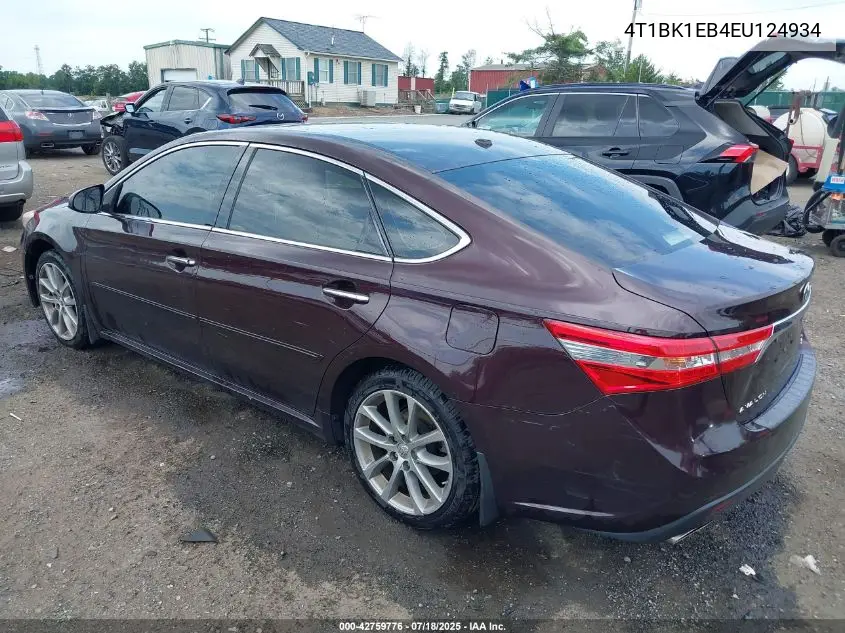 2014 Toyota Avalon Xle Touring VIN: 4T1BK1EB4EU124934 Lot: 42759776