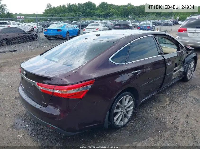 2014 Toyota Avalon Xle Touring VIN: 4T1BK1EB4EU124934 Lot: 42759776