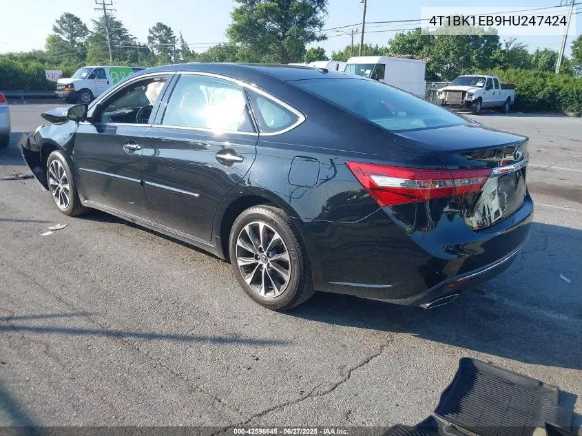 2017 Toyota Avalon Xle VIN: 4T1BK1EB9HU247424 Lot: 42598645
