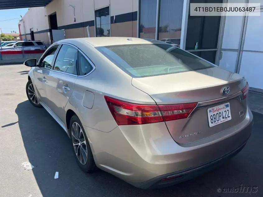 2018 Toyota Avalon Hybrid Xle Premium VIN: 4T1BD1EB0JU063487 Lot: 42273336