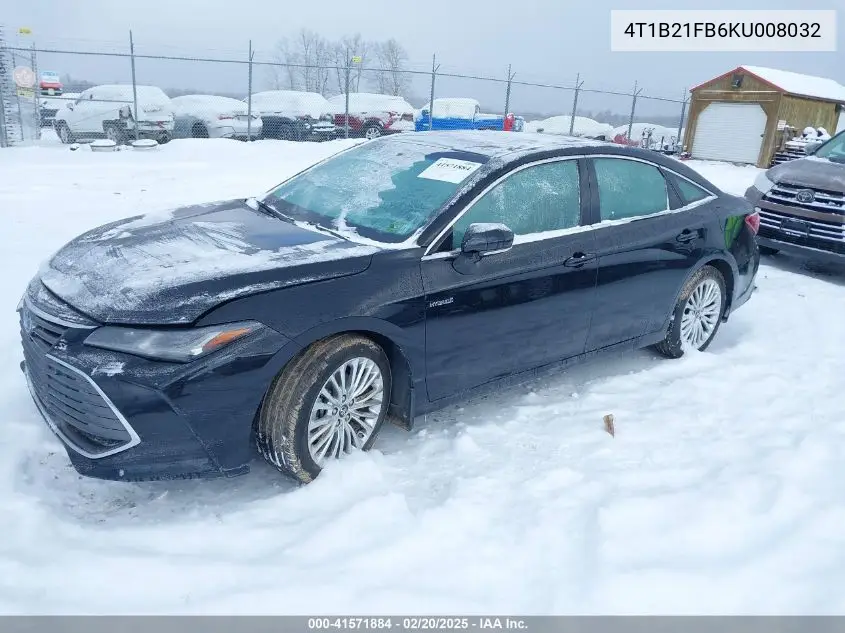 2019 Toyota Avalon Hybrid Limited VIN: 4T1B21FB6KU008032 Lot: 41571884