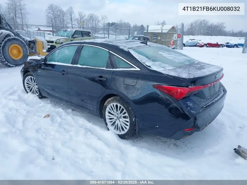 2019 Toyota Avalon Hybrid Limited VIN: 4T1B21FB6KU008032 Lot: 41571884