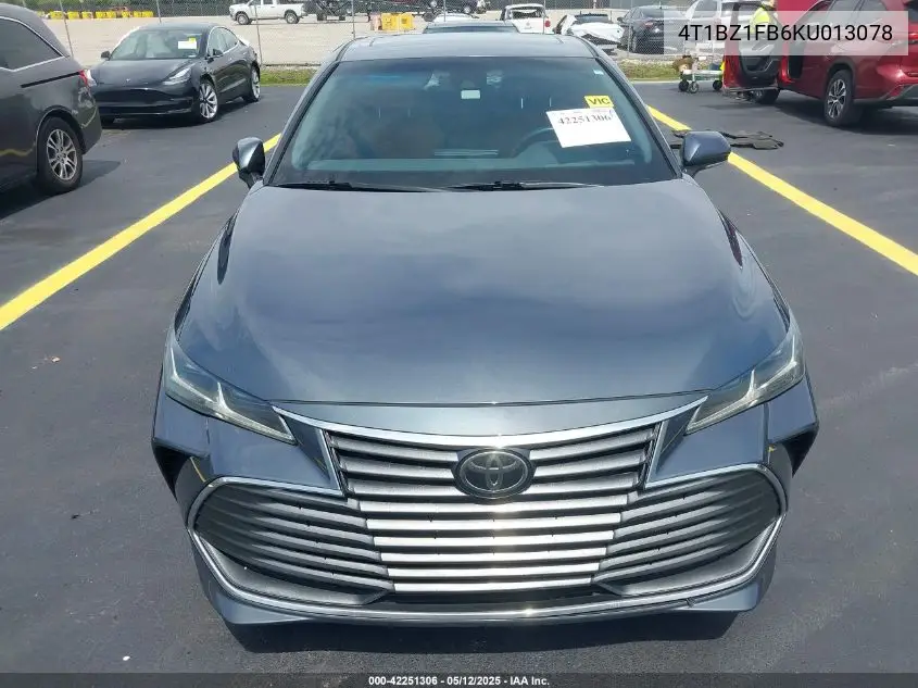 2019 Toyota Avalon Limited VIN: 4T1BZ1FB6KU013078 Lot: 42251306