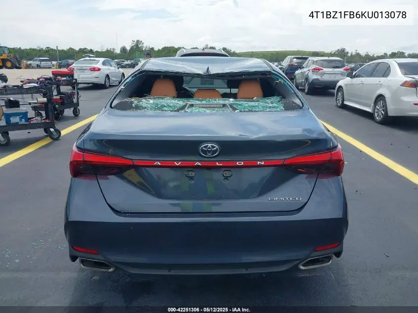 2019 Toyota Avalon Limited VIN: 4T1BZ1FB6KU013078 Lot: 42251306