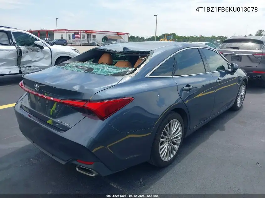 2019 Toyota Avalon Limited VIN: 4T1BZ1FB6KU013078 Lot: 42251306