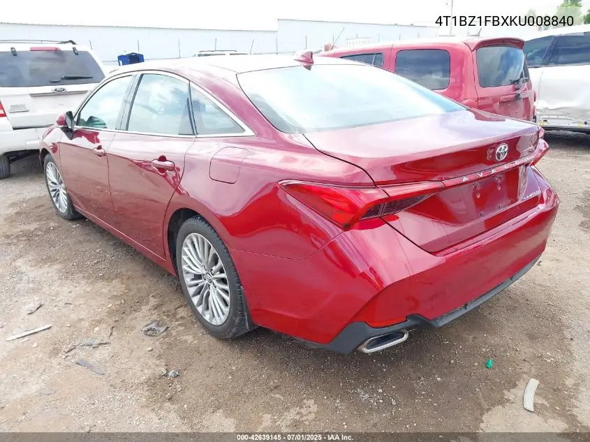 2019 Toyota Avalon Limited VIN: 4T1BZ1FBXKU008840 Lot: 42639145