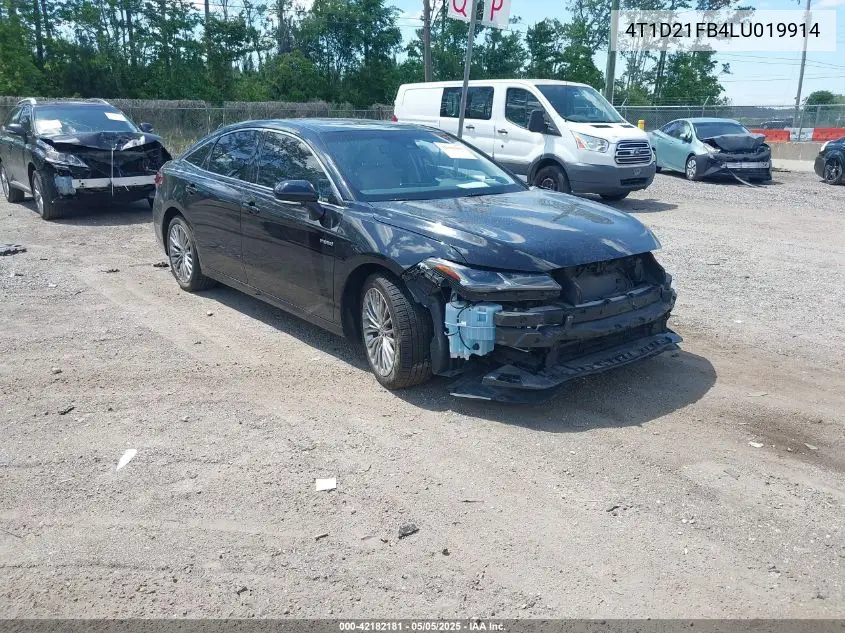 2020 Toyota Avalon Hybrid Limited VIN: 4T1D21FB4LU019914 Lot: 42182181