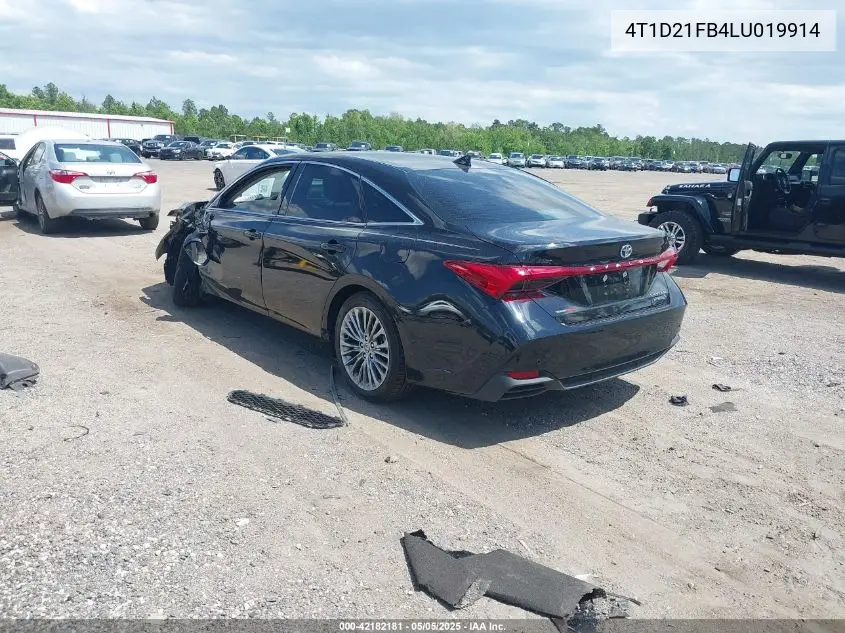 2020 Toyota Avalon Hybrid Limited VIN: 4T1D21FB4LU019914 Lot: 42182181