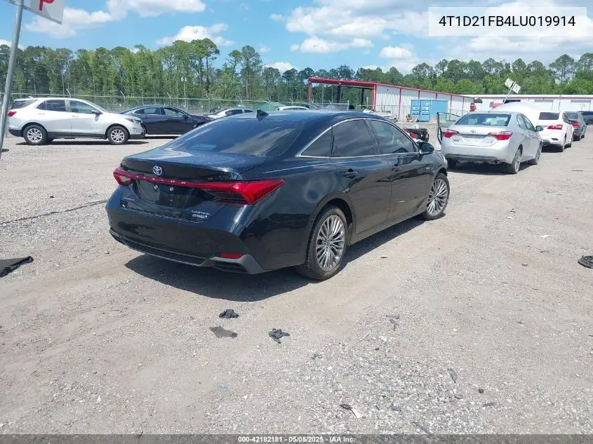 2020 Toyota Avalon Hybrid Limited VIN: 4T1D21FB4LU019914 Lot: 42182181