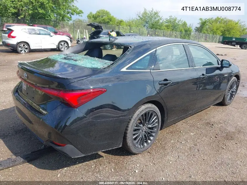 2021 Toyota Avalon Xse Hybrid VIN: 4T1EA1AB3MU008774 Lot: 42558111