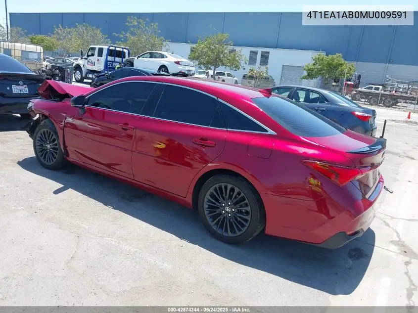 2021 Toyota Avalon Xse Hybrid VIN: 4T1EA1AB0MU009591 Lot: 42574344