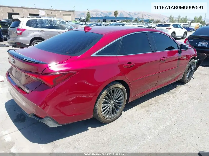 2021 Toyota Avalon Xse Hybrid VIN: 4T1EA1AB0MU009591 Lot: 42574344
