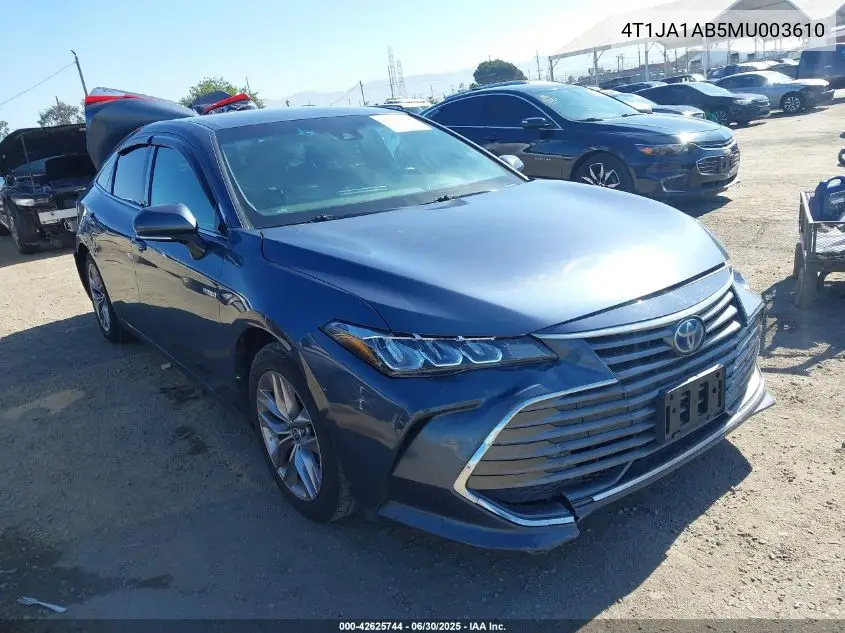 2021 Toyota Avalon Xle Hybrid VIN: 4T1JA1AB5MU003610 Lot: 42625744