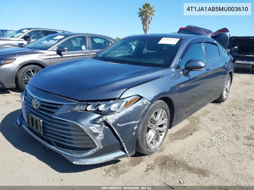 2021 Toyota Avalon Xle Hybrid VIN: 4T1JA1AB5MU003610 Lot: 42625744