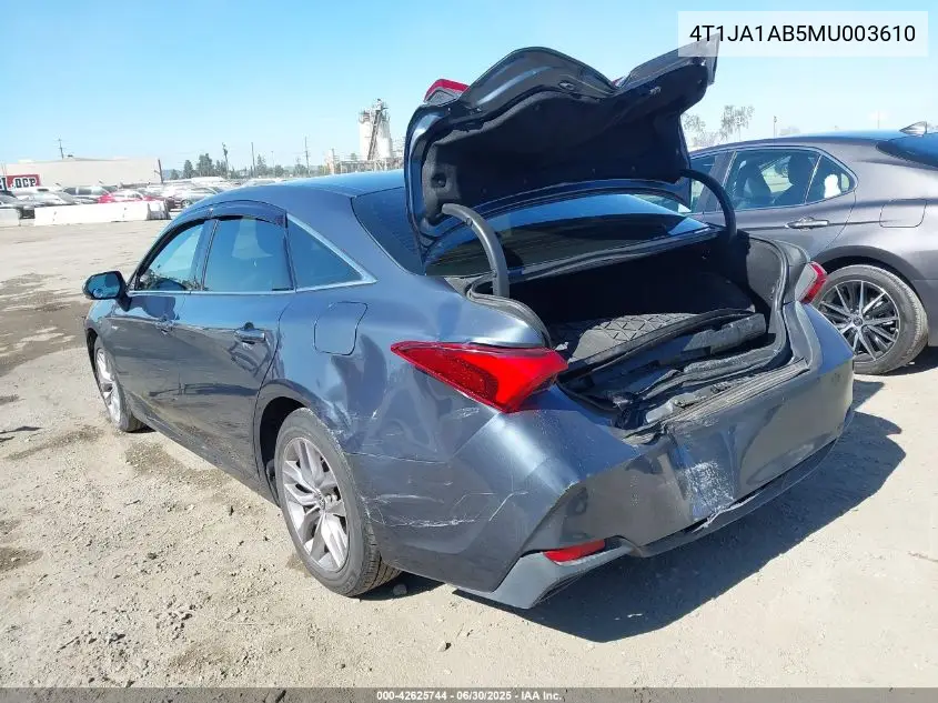 2021 Toyota Avalon Xle Hybrid VIN: 4T1JA1AB5MU003610 Lot: 42625744