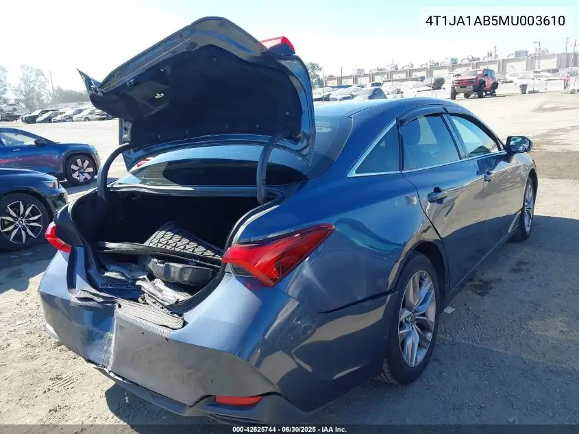 2021 Toyota Avalon Xle Hybrid VIN: 4T1JA1AB5MU003610 Lot: 42625744
