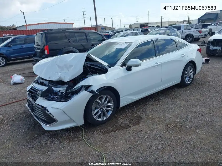 2021 Toyota Avalon Xle VIN: 4T1JZ1FB5MU067583 Lot: 42665443