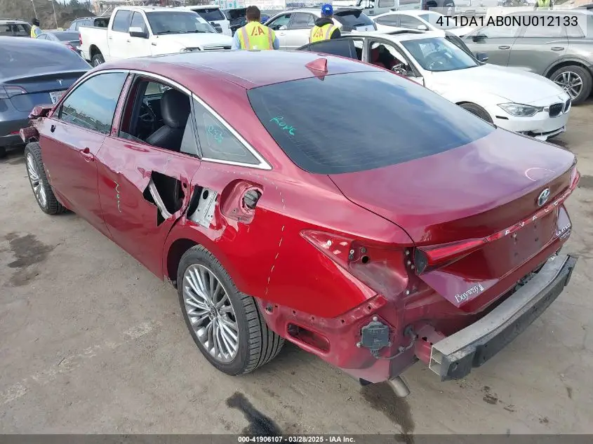 2022 Toyota Avalon Limited Hybrid VIN: 4T1DA1AB0NU012133 Lot: 41906107