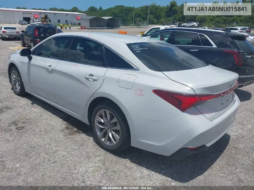 2022 Toyota Avalon Xle Hybrid VIN: 4T1JA1AB5NU015841 Lot: 42498024