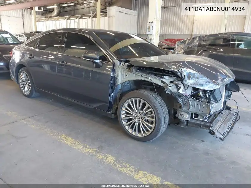2022 Toyota Avalon Limited Hybrid VIN: 4T1DA1AB0NU014934 Lot: 42649256