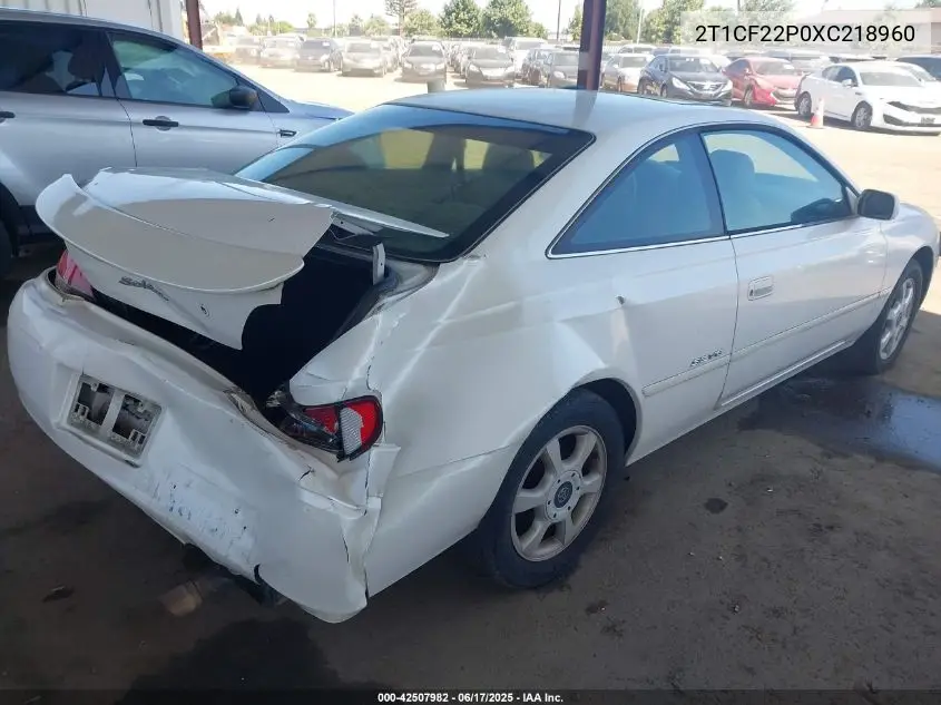 1999 Toyota Camry Solara Se V6 VIN: 2T1CF22P0XC218960 Lot: 42507982