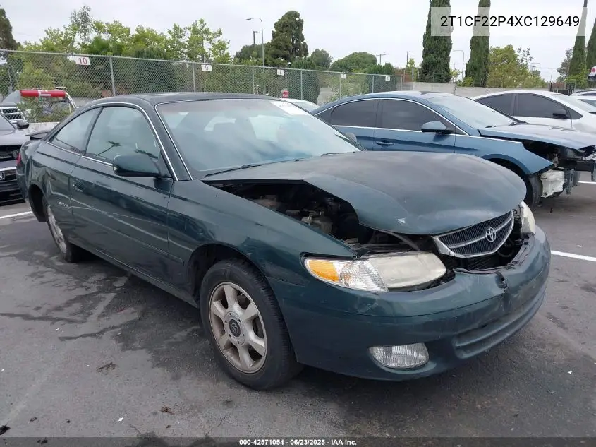 1999 Toyota Camry Solara Se V6 VIN: 2T1CF22P4XC129649 Lot: 42571054