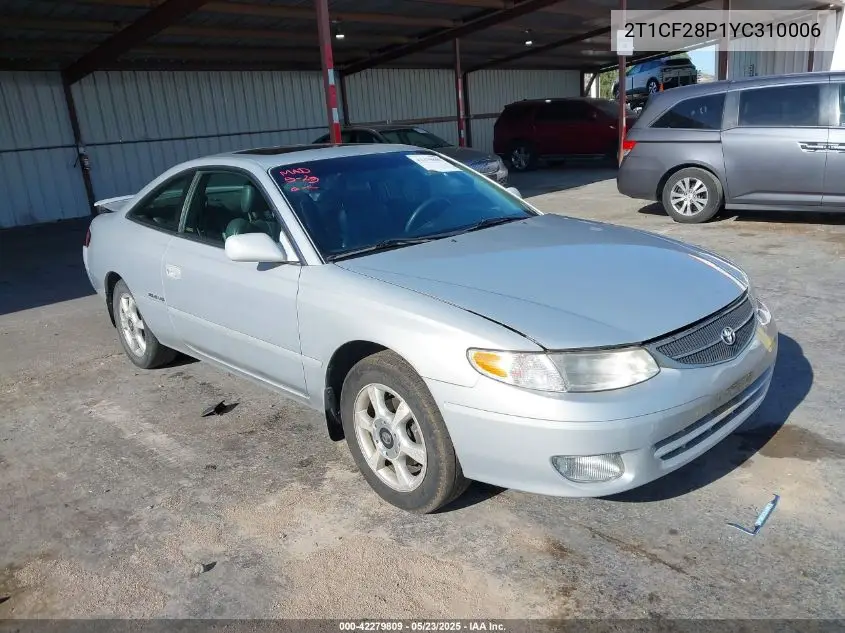 2000 Toyota Camry Solara Sle V6 VIN: 2T1CF28P1YC310006 Lot: 42279809