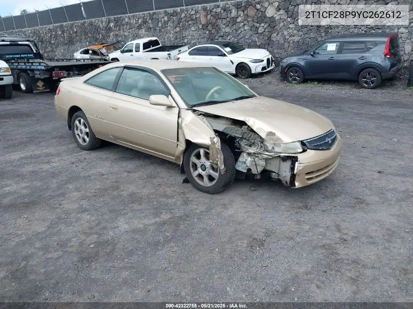2000 Toyota Camry Solara Se V6/Sle V6 VIN: 2T1CF28P9YC262612 Lot: 42322755