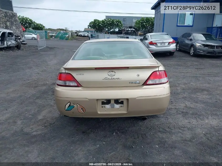 2000 Toyota Camry Solara Se V6/Sle V6 VIN: 2T1CF28P9YC262612 Lot: 42322755