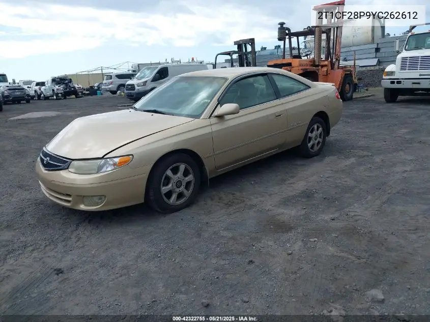 2000 Toyota Camry Solara Se V6/Sle V6 VIN: 2T1CF28P9YC262612 Lot: 42322755