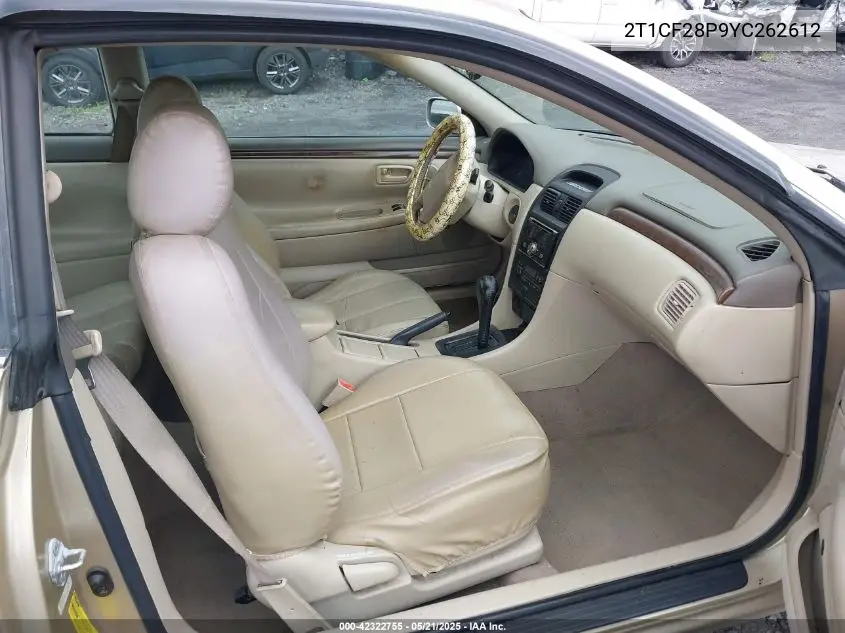 2000 Toyota Camry Solara Se V6/Sle V6 VIN: 2T1CF28P9YC262612 Lot: 42322755
