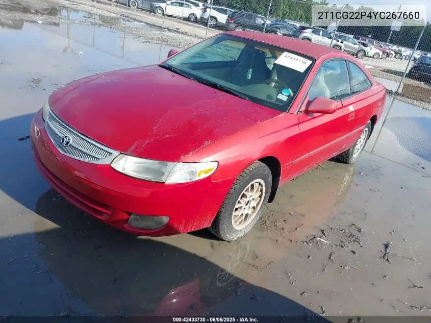2000 Toyota Camry Solara Se VIN: 2T1CG22P4YC267660 Lot: 42433730