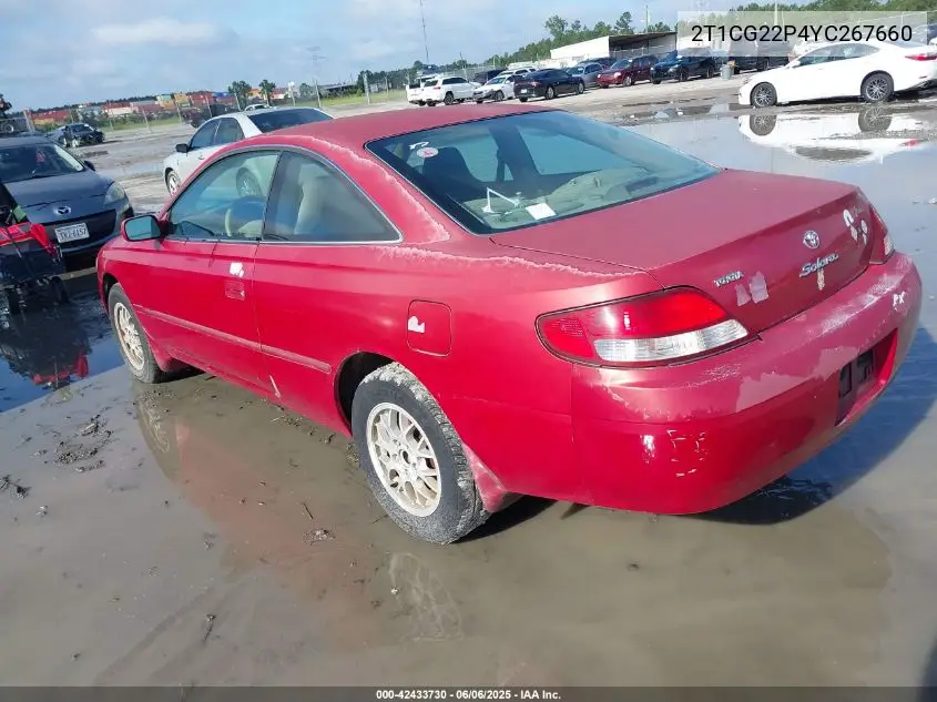 2000 Toyota Camry Solara Se VIN: 2T1CG22P4YC267660 Lot: 42433730