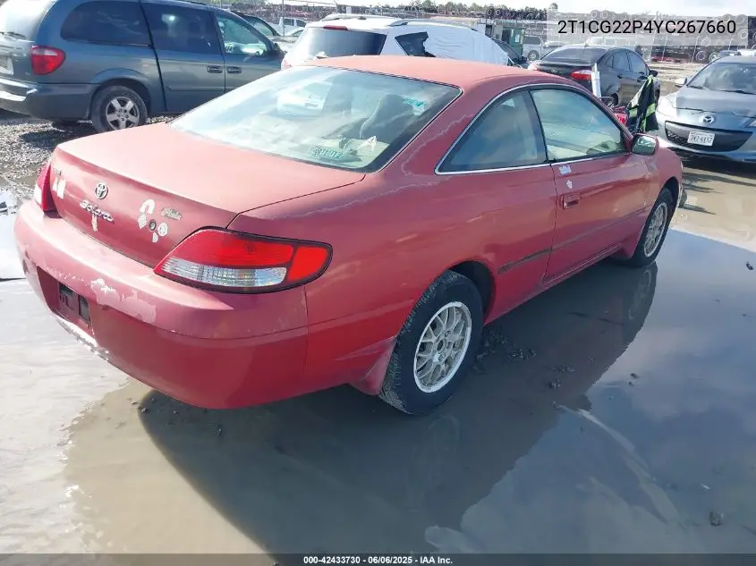 2000 Toyota Camry Solara Se VIN: 2T1CG22P4YC267660 Lot: 42433730
