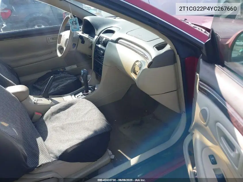 2000 Toyota Camry Solara Se VIN: 2T1CG22P4YC267660 Lot: 42433730