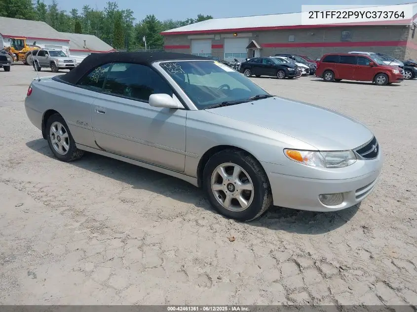 2000 Toyota Camry Solara Sle V6 VIN: 2T1FF22P9YC373764 Lot: 42461361