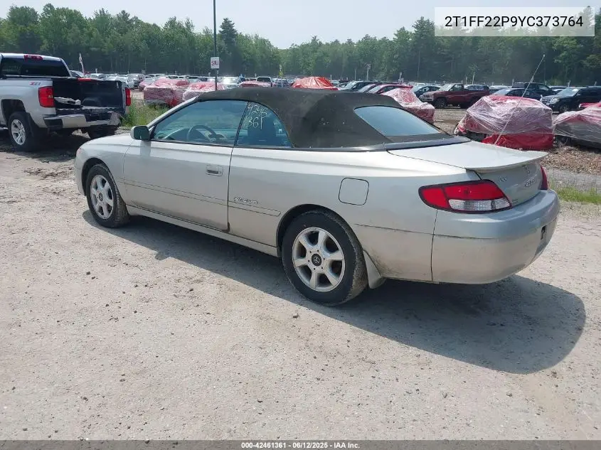 2000 Toyota Camry Solara Sle V6 VIN: 2T1FF22P9YC373764 Lot: 42461361
