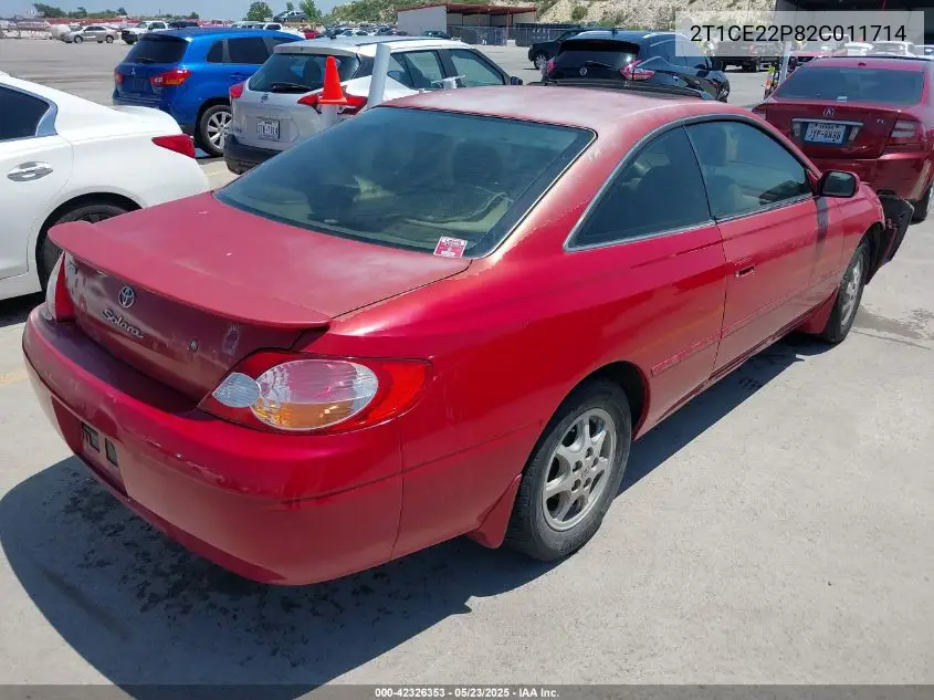 2002 Toyota Camry Solara Se VIN: 2T1CE22P82C011714 Lot: 42326353