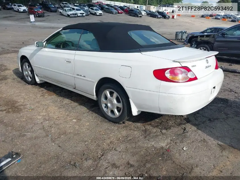 2002 Toyota Camry Solara Sle V6 VIN: 2T1FF28P82C593492 Lot: 42450679