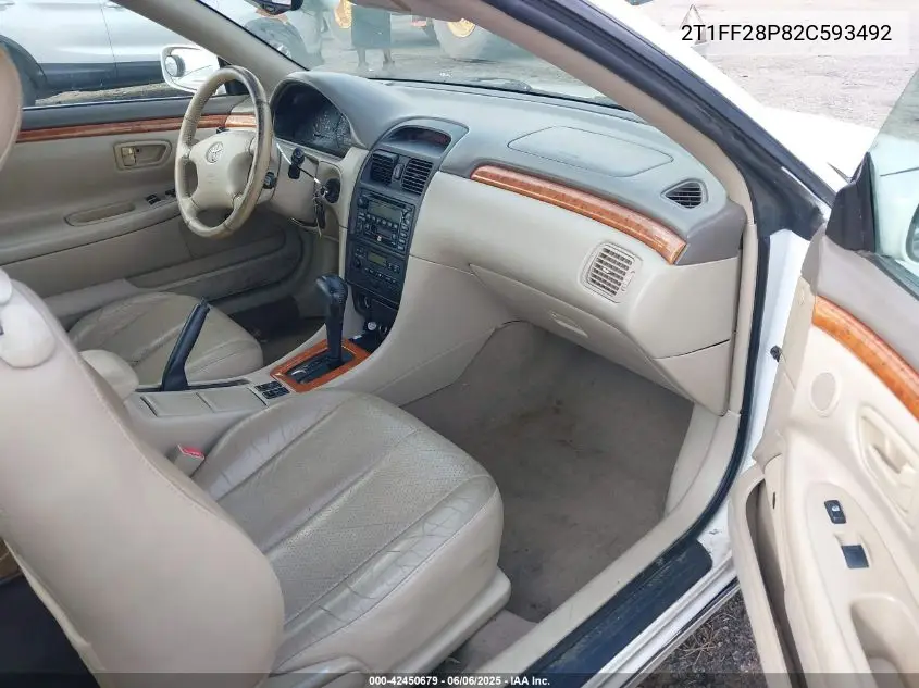 2002 Toyota Camry Solara Sle V6 VIN: 2T1FF28P82C593492 Lot: 42450679