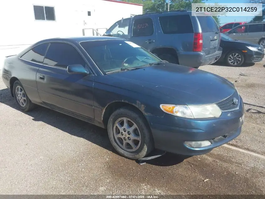 2002 Toyota Camry Solara Se VIN: 2T1CE22P32C014259 Lot: 42597460
