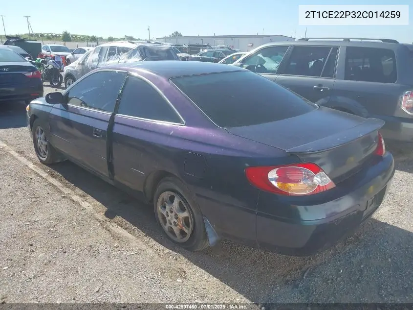2002 Toyota Camry Solara Se VIN: 2T1CE22P32C014259 Lot: 42597460