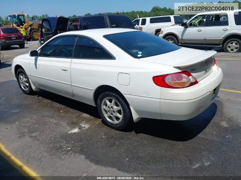 2002 Toyota Camry Solara Se VIN: 2T1CE22P82C004018 Lot: 42610673