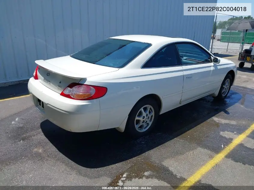 2002 Toyota Camry Solara Se VIN: 2T1CE22P82C004018 Lot: 42610673