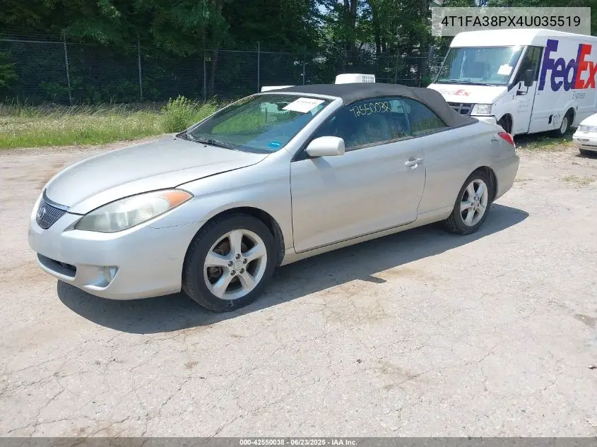 2004 Toyota Camry Solara Se VIN: 4T1FA38PX4U035519 Lot: 42550038