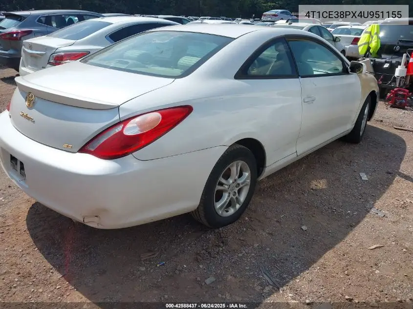 2004 Toyota Camry Solara Se VIN: 4T1CE38PX4U951155 Lot: 42588437