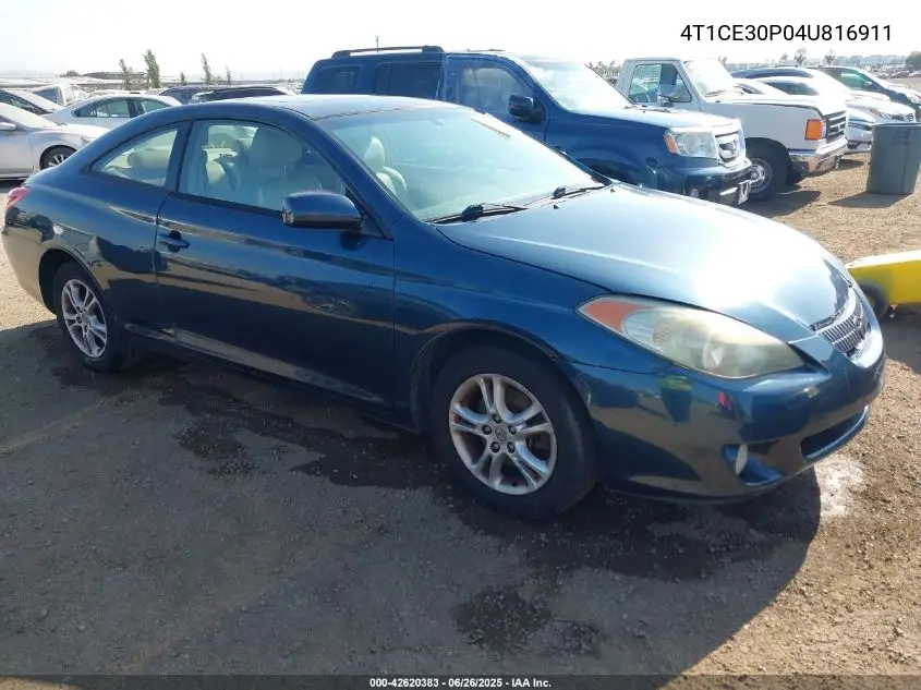 2004 Toyota Camry Solara Sle VIN: 4T1CE30P04U816911 Lot: 42620383