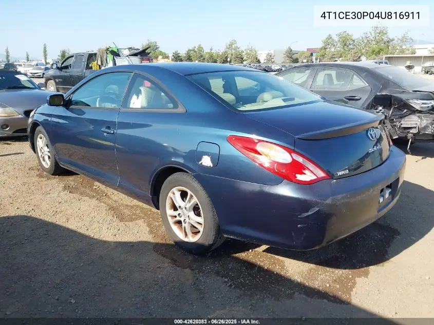 2004 Toyota Camry Solara Sle VIN: 4T1CE30P04U816911 Lot: 42620383